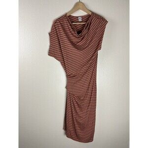 Peruvian Connection XS Dress Stripe Bodycon Sheath Ruched Wrap Cowl Boho Stretch